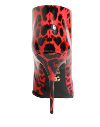 Botines tobilleros rojos con estampado de leopardo Cardinale
