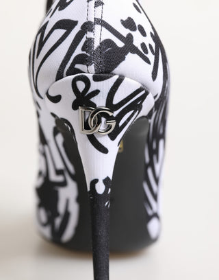 White Graffiti Stretch Ankle Boots Shoes