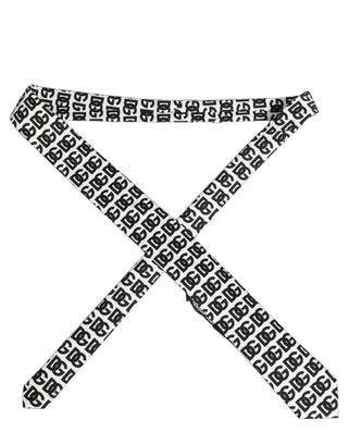 White Black Logo Monogram Wide Adjustable Men Necktie Tie