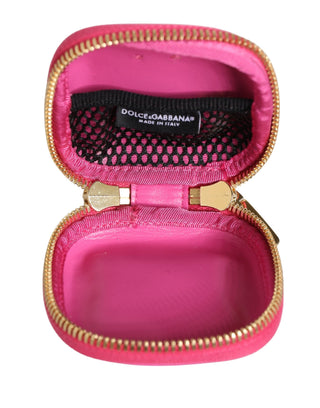 Pink Lamb Leather Embossed Logo Holder Airpod Case