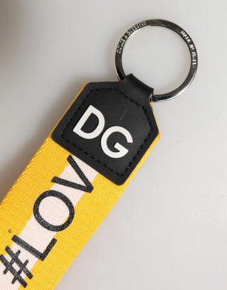 Yellow Logo Polyester Silver Brass Holder Keychain Keyring