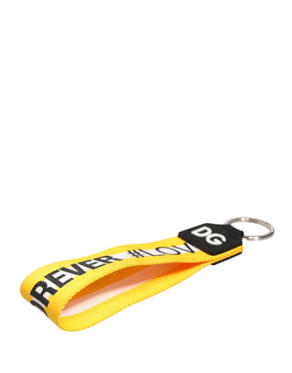 Yellow Logo Polyester Silver Brass Holder Keychain Keyring