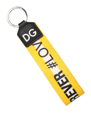 Yellow Logo Polyester Silver Brass Holder Keychain Keyring