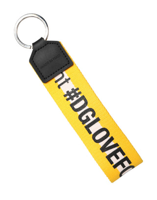 Yellow Logo Polyester Silver Brass Holder Keychain Keyring