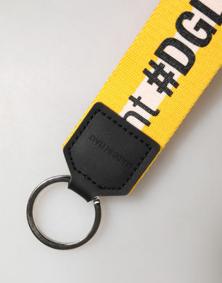 Yellow Logo Polyester Silver Brass Holder Keychain Keyring