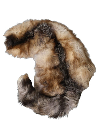 Calentador de cuello de piel de zorro escarchado marrón, bufanda de invierno