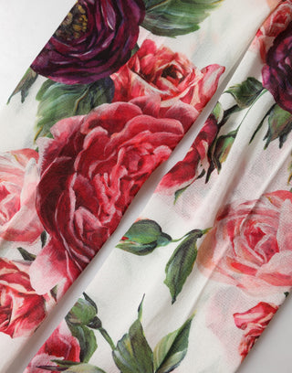 White Nylon Floral Print Tights Stockings Socks