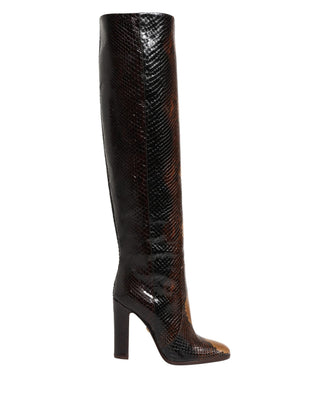Brown Exotic Leather Knee High Boots Shoes