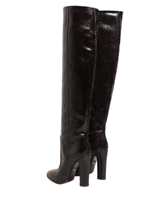 Botas marrones de cuero exótico hasta la rodilla