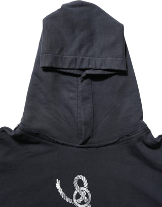 Black Anchor Print Hooded Sweatshirt Sweater