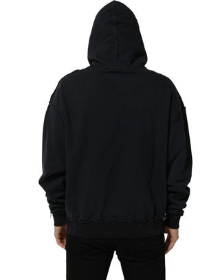Sudadera con capucha negra con estampado de ancla