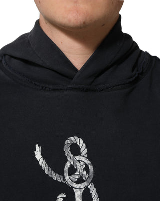 Sudadera con capucha negra con estampado de ancla