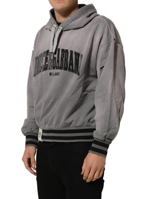 Gray Graphic Hooded Sweatshirt Men Sweater