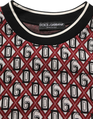Red Logo Cotton Jacquard Sweatshirt Sweater