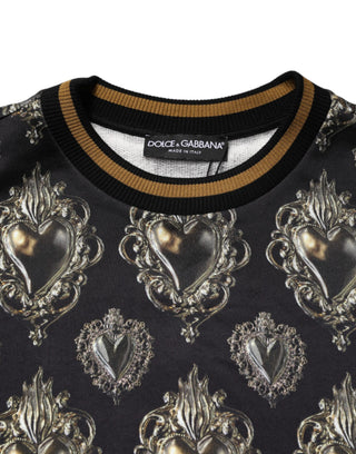Black Sacred Heart Cotton Sweatshirt Sweater