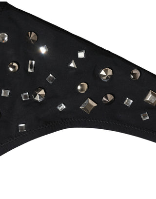 Black Embellished Cutout Bandeau One Piece Swimwear