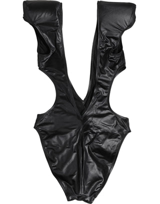 Black Deep V-Neck Cutout One Piece Swimwear
