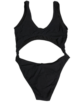 Black Cutout Logo One Piece Swimsuit Swimwear
