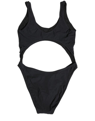 Black Cutout Logo One Piece Swimsuit Swimwear