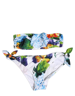 White Floral Bandeau Brief Two Piece Swimwear