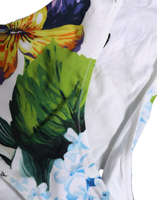 White Floral Bandeau Brief Two Piece Swimwear