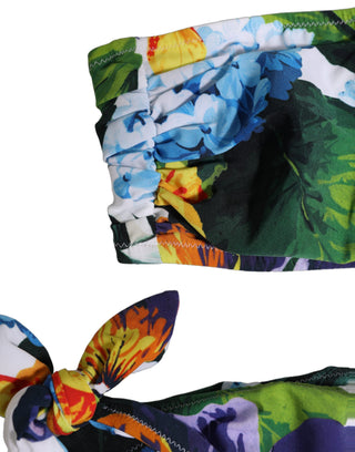 White Floral Bandeau Brief Two Piece Swimwear