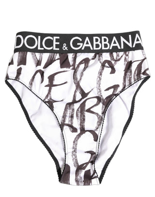 White Black Graphic Logo High Brief Underwear