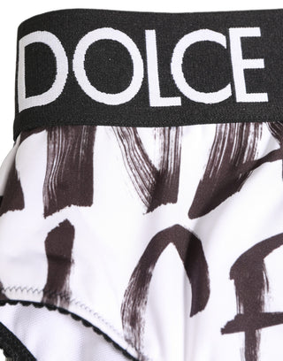 White Black Graphic Logo High Brief Underwear