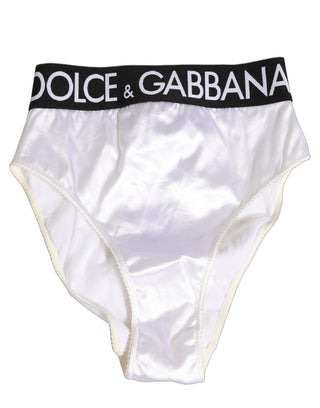 White Satin High-Waist Brief Logo Women Underwear