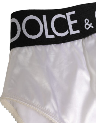 White Satin High-Waist Brief Logo Women Underwear