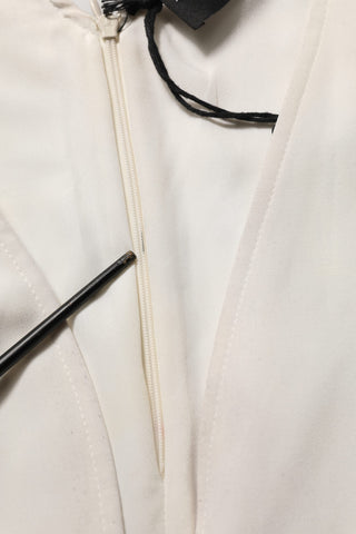 White Black Plunging Neck Sleeveless Bodysuit Dress