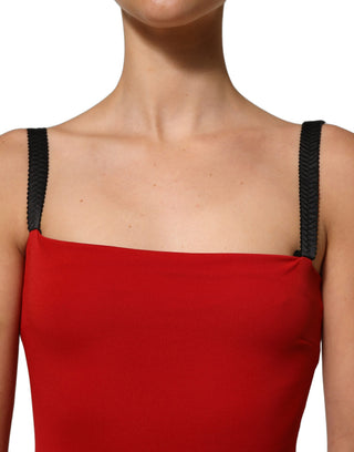 Red Stretch Bodycon Sheath Knee Length Dress