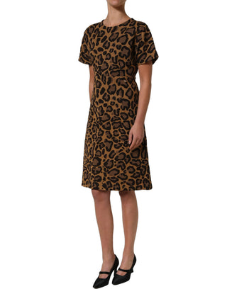Brown LeopardPrint Flared A-line Mini Dress