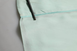 Mint Green Silk Lace Trim Abaya Maxi Dress