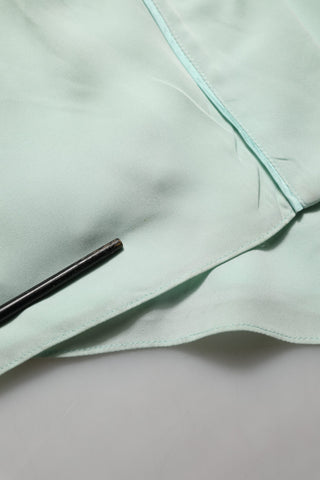 Mint Green Silk Lace Trim Abaya Maxi Dress