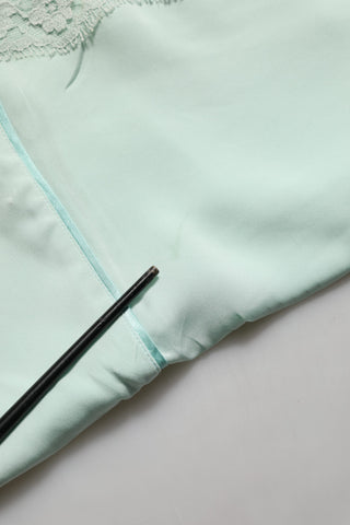Mint Green Silk Lace Trim Abaya Maxi Dress