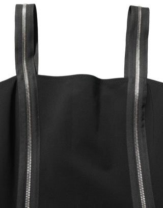 Vestido midi sin mangas con cremallera frontal negro