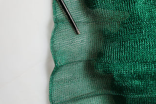 Metallic Green Sleeveless Plissé Gown Dress