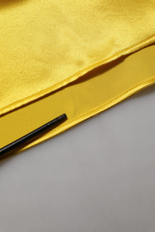 Yellow Silk Collared Button Down Maxi Dress