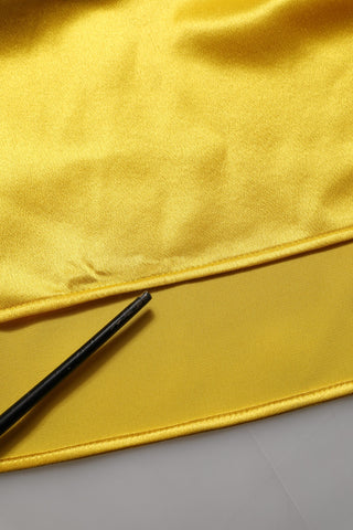 Yellow Silk Collared Button Down Maxi Dress