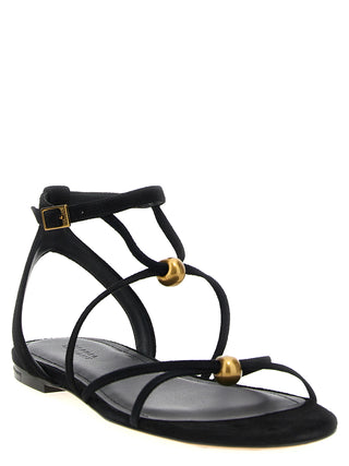 Black Goatskin Flat Sandals