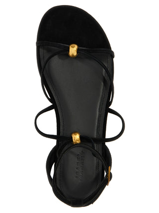 Black Goatskin Flat Sandals