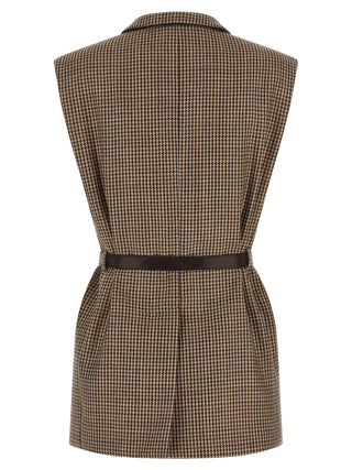 Beige Virgin Wool Sleeveless Jacket