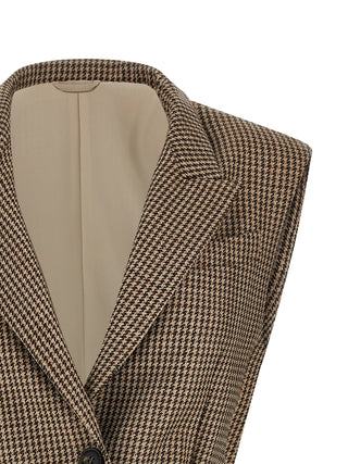 Beige Virgin Wool Sleeveless Jacket