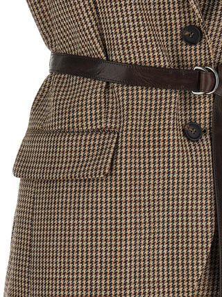 Beige Virgin Wool Sleeveless Jacket