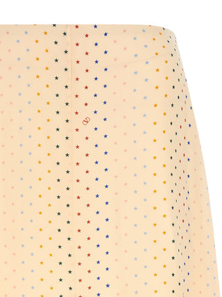 Multicolor Silk Midi Skirt