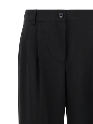Black Virgin Wool Casual Pants