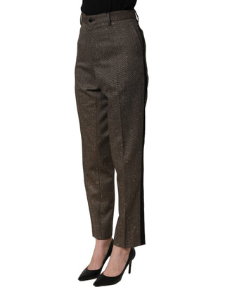Pantalones de talle alto cónicos marrón oscuro