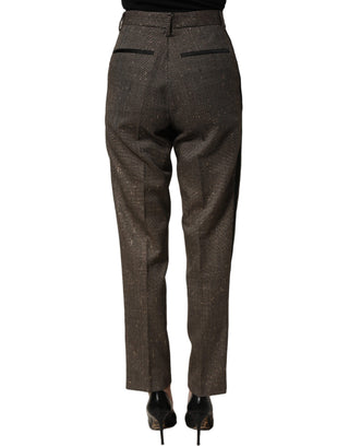 Pantalones de talle alto cónicos marrón oscuro