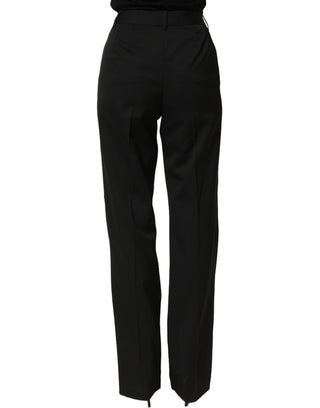 Pantalones de vestir negros de talle alto y pierna recta